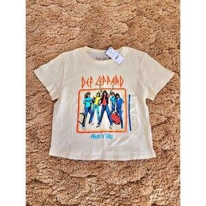 Def Leppard High N Dry Classic Rock Band Cropped T-Shirt Girls Size: M